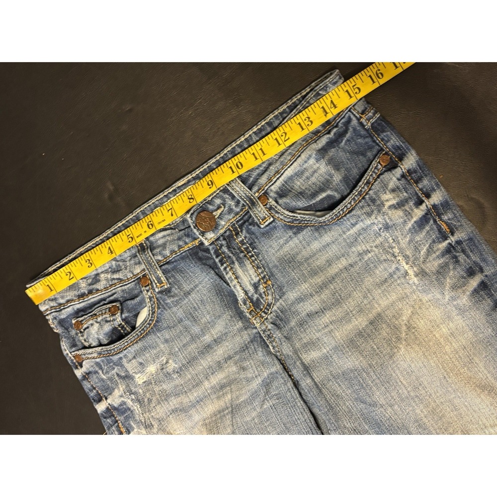 BKE Jeans Women's Size 27 Blue Medium Wash Distressed Denim Sarah Low Rise Crop - Picture 7 of 8